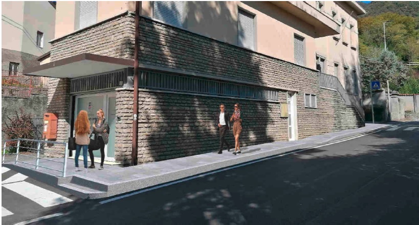 rendering del nuovo marciapiedi di via Marconi
